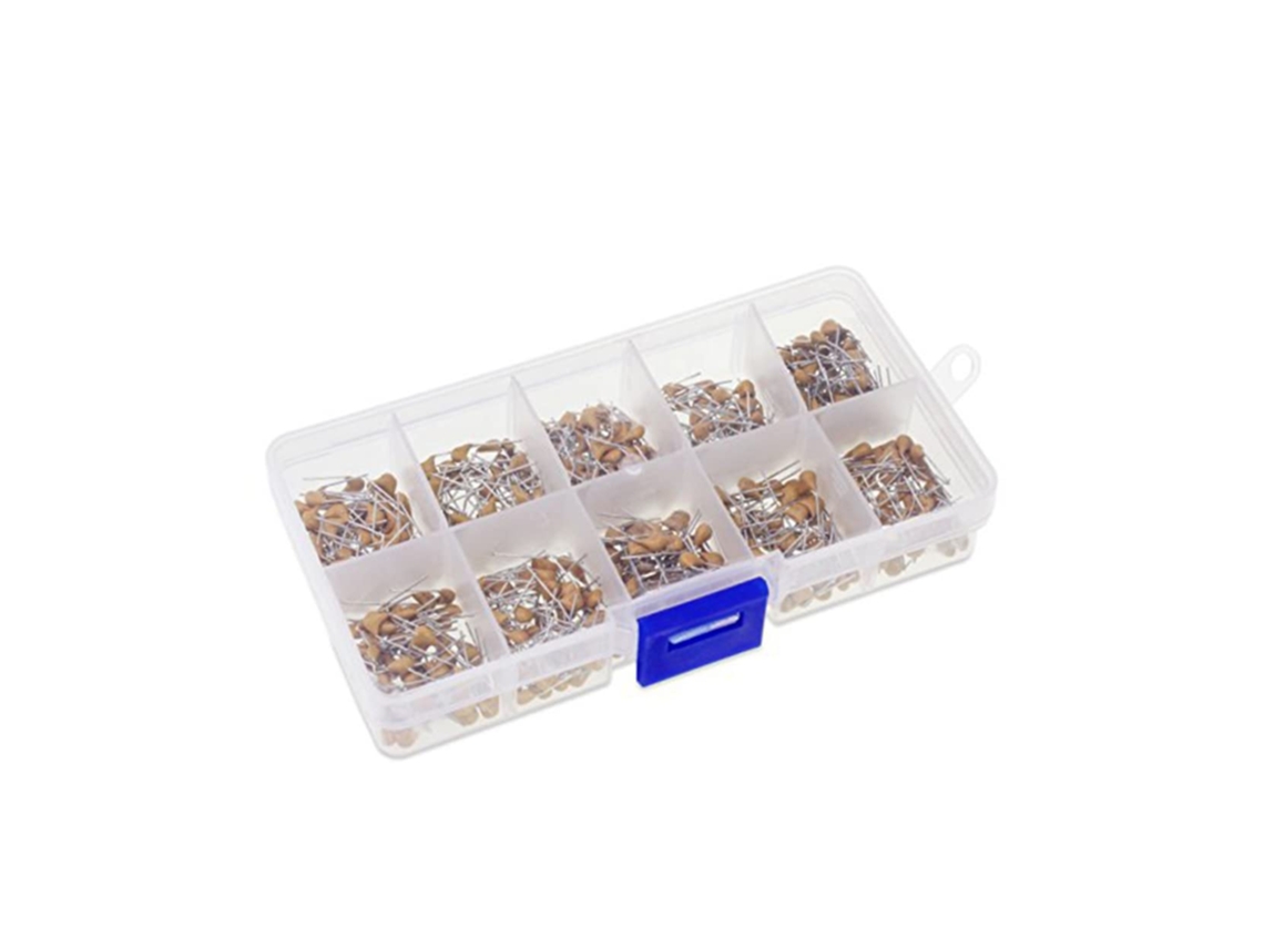Kit Com 500 Capacitores Eletrolíticos Cerâmicos Multicamadas Monolíticos, 10 Valores, 0-1