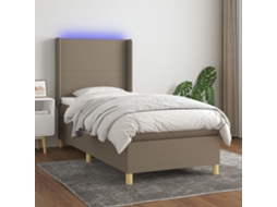 Vidaxl Cama Box Spring + Colchão/led 90x200cm Tecido Cinza-acastanhado
