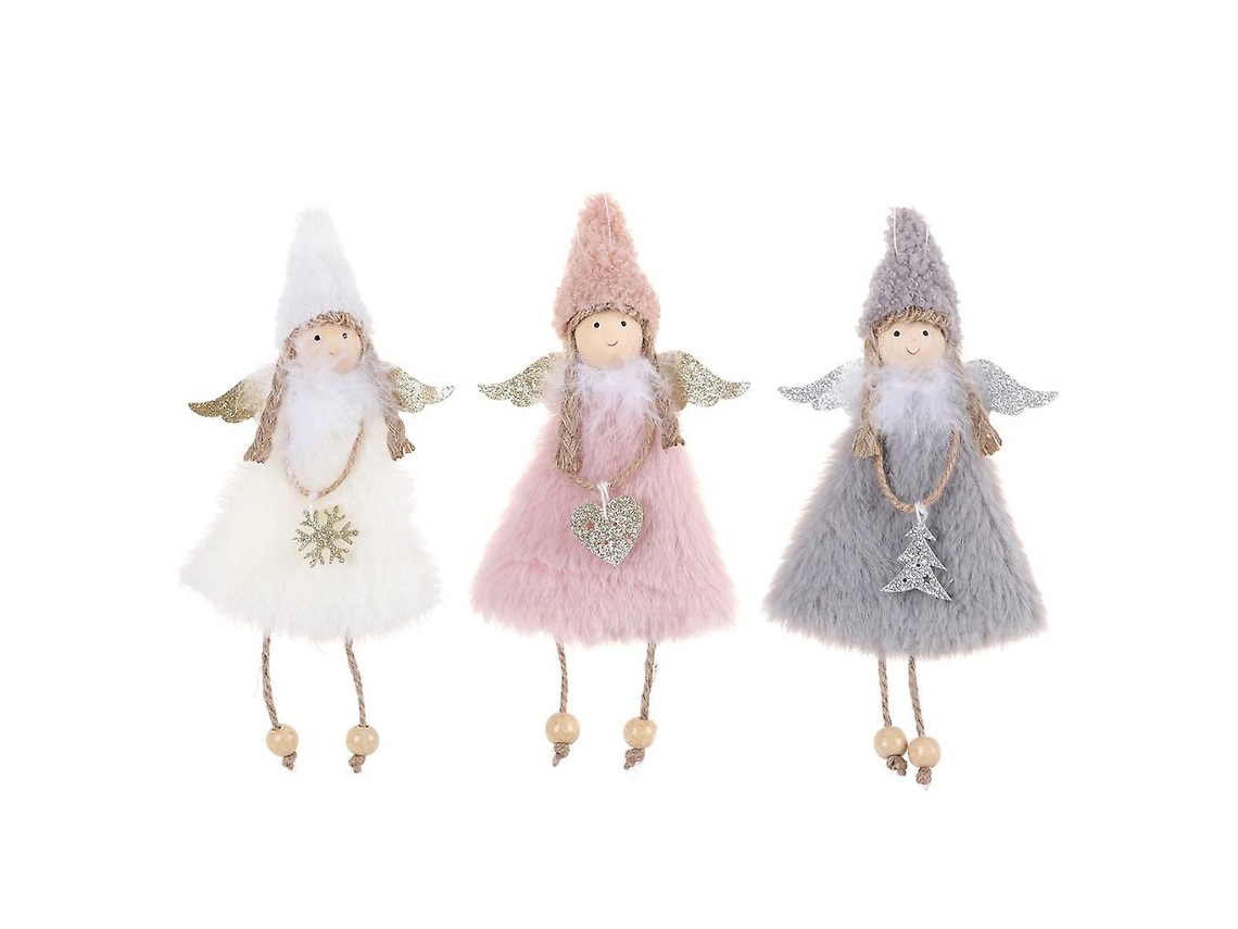 Conjunto De 3 Peças De Enfeites De Natal Em Forma De Anjo De Pelúcia Para Árvore De Natal. Hengjian