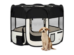 Vidaxl Parque Dobrável P/ Cão C/ Saco De Transporte 90x90x58 Cm Preto