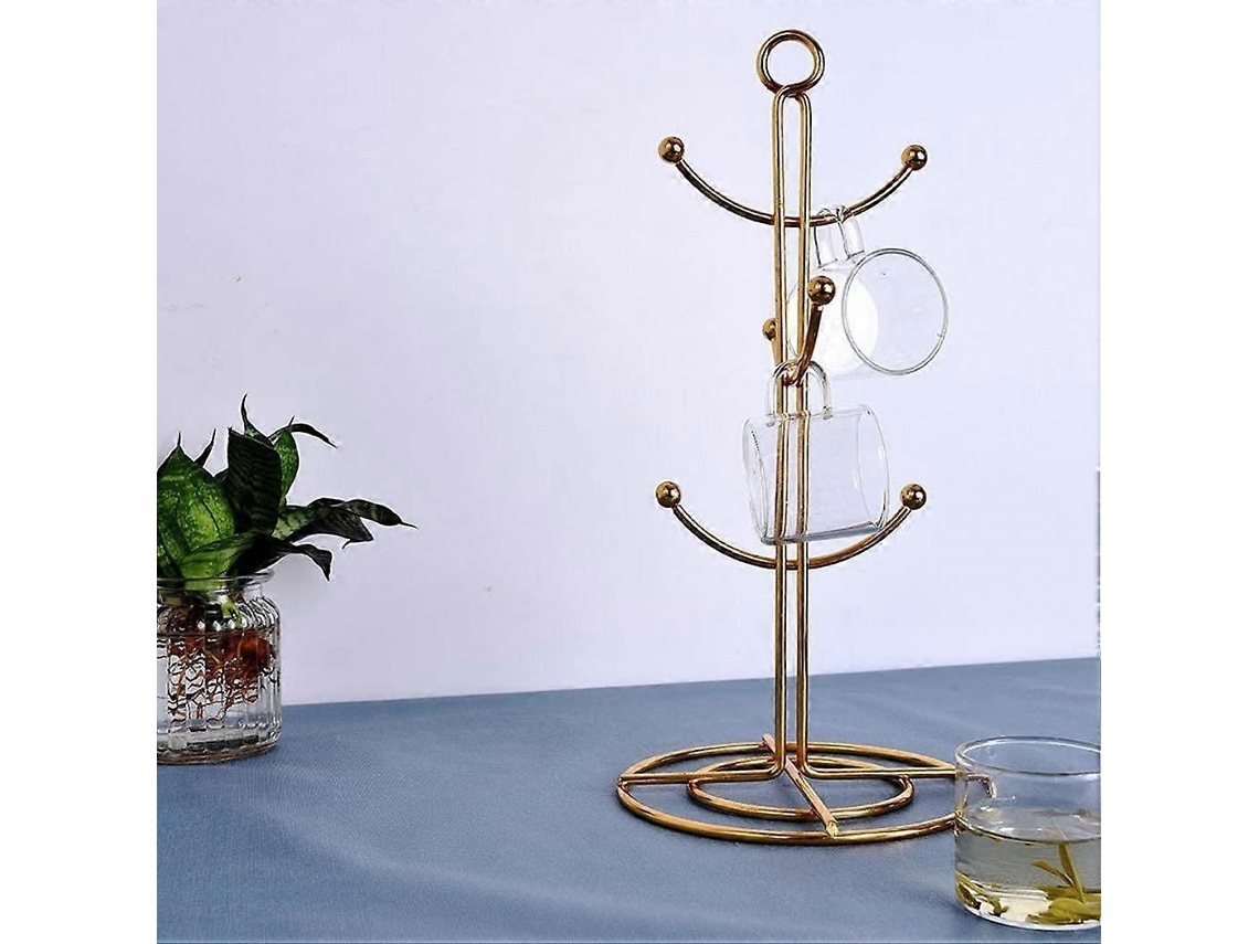Suporte De Mesa Para Canecas Com 6 Ganchos, Dourado