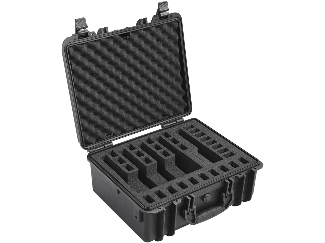 Estojo Rígido para Pistola com Revestimento Pré cortado, Resistente À Água e Ao Pó, 5 Pistolas, 18,9 × 16,3 8,5 Polegadas, Fechadura, Cor Preta