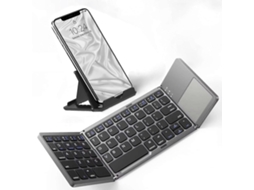 Teclado Sem Fio Dobrável e Fino com Touchpad, Compatível com Plum Might Plus, Teclado Bluetooth Portátil e Design Leve. TAISHENGDA