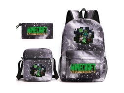 Conjunto Escolar 3 Peças, Modelo Novo, Estampa De Desenho Animado Com Mochila Para Estudantes