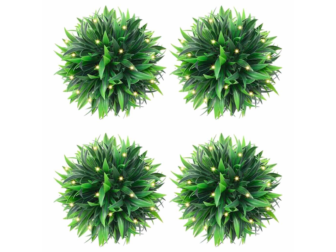 Conjunto 4 Bola de buxo artificial VIDAXL Verde Polietileno