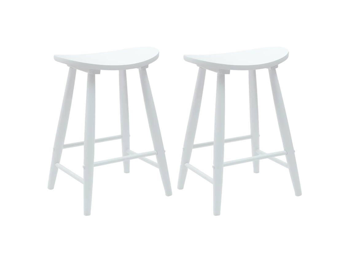 Conjunto 2 Cadeira De Jantar Vidaxl Branco Madeira De Seringueira Maciça (46 X 37 X 63 Cm)