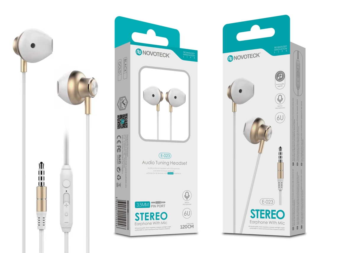 Auriculares Bass Micro Dourado Metal Prateado