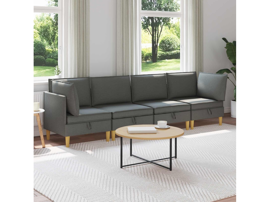 Vidaxl Conjunto De Sofá Modular Com Armazenamento 4 Pcs