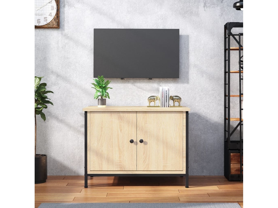 Vidaxl Móvel De Tv Com Portas Em Carvalho Sonoma 60x35x45 Cm, Madeira Projetada