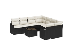 Conjunto 9 Conjunto De Sofá De Jardim Vidaxl Preto Vime Pe (232,5 X 234 X 85 Cm)