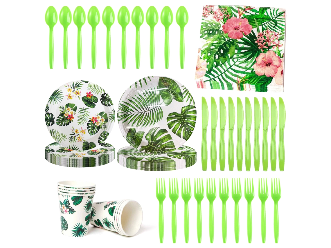 Laxiscreed Conjunto De Pratos Florais Com Folhas, 7 E 9 Polegadas, 20 Guardanapos Incluídos