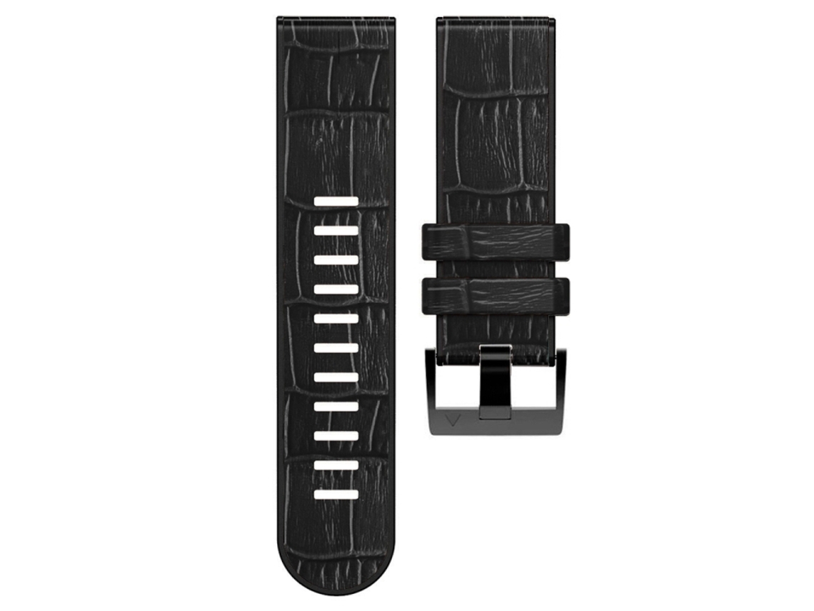 Bracelete de Smartwatch para Garmin Fenix 7X/6X Pro/Tactix 7 26mm Pulseira de couro de silicone com textura de crocodilo (preta)