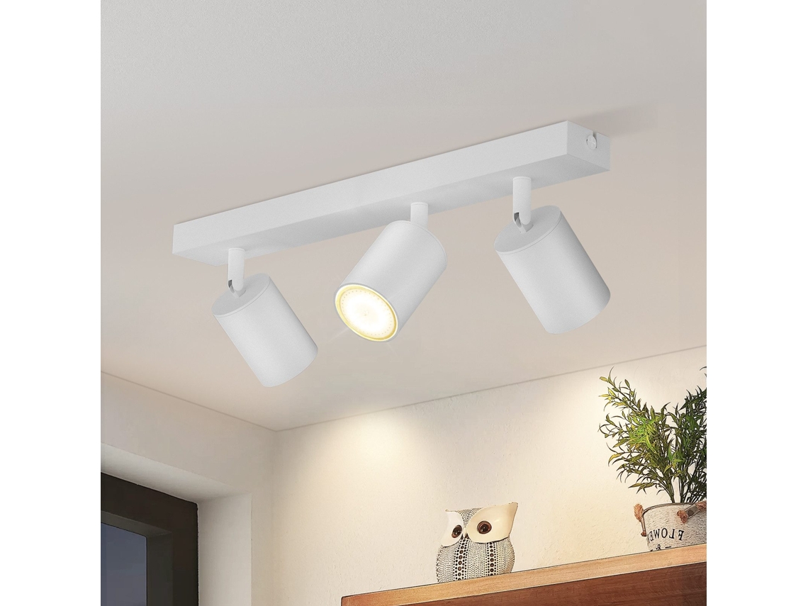 Zmh 3 Spots Máx. 25 W Gu10 Branco 350° Giratório Estilo Industrial Luz De Teto Luz De Parede Adequada Para Sala De Estar, Quarto E Cozinha