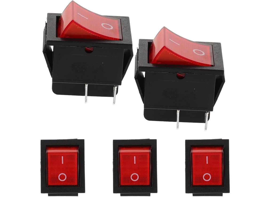 Conjunto De 5 Chaves Rocker Para Rv Gerador, Botão Potente, Vermelho, Elétrico