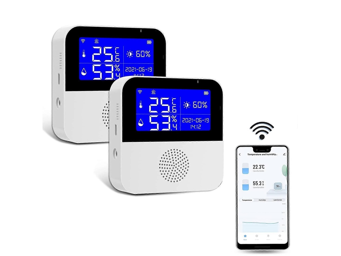 Monitor De Temperatura E Umidade Wi-fi, Termômetro E Higrômetro Digital Sem Fio Com Display Lcd, Alarme Sonoro E Alertas Por Aplicativo. Sensor I