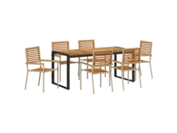 Maison Exclusive - Conjunto De Jantar Para Jardim 7 Pcs Bege E Marrom Vime Pe