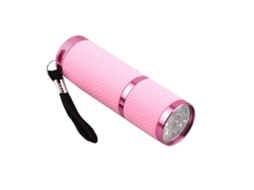Mini Lanterna De Exterior Com Revestimento Borracha Rosa E 9 Leds