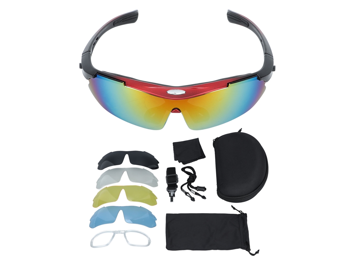 Óculos de Sol Polarizados para Ciclismo Pesca Mountain Bike Camping Lentes Vermelhas Médias