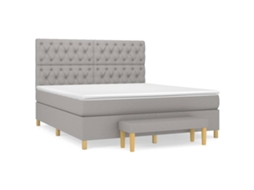 Cama com Molas/Colchão 160x200 Cm em Tecido Cinzento Claro MAISON EXCLUSIVE