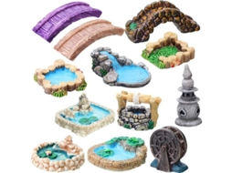 12 Peças De Acessórios De Jardim De Fadas Em Miniatura: Ponte, Farol, Poço Para Decoração