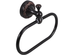 Suporte De Toalha De Parede Em Argola Com Detalhes Em Cobre Preto, Estilo Retrô.