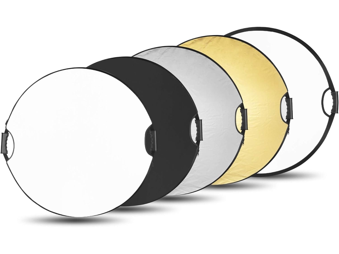 Kit Refletor Redondo Dobrável 5 Em 1 Para Fotografia 110 Cm Com Alça Slowmoose