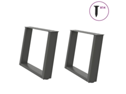 Vidaxl Pés Para Mesa De Centro Em Forma De U, 2 Peças, Antracite, 70x (42-43) Cm, Aço