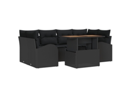 Conjunto 7 Móveis De Jardim Vidaxl Preto Vime Pe (100 X 55 X 73 Cm)