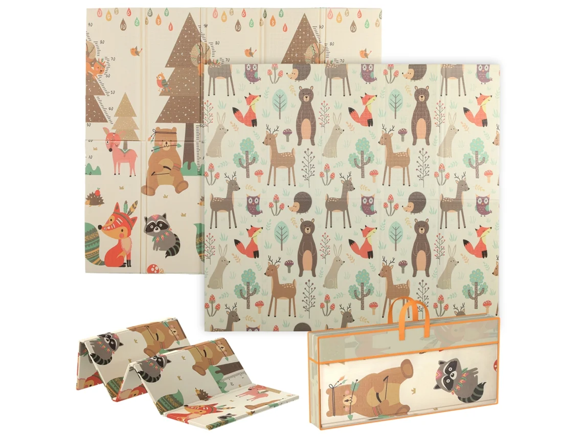 Tapete de Brincar para Crianças Bebês. Tapete de Brincadeira Dobrável para Bebês, Grosso, Reversível em Espuma. 196 X 176 X 1,5 Cm. Multicolor Ge