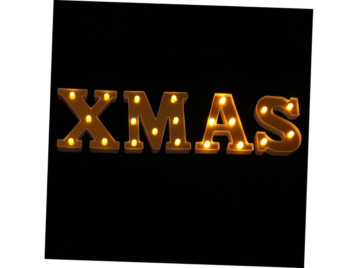 Conjunto de 4 Letras Decorativas Iluminadas por Led para Iluminação Noturna e Festas Românticas. SFUSHOS