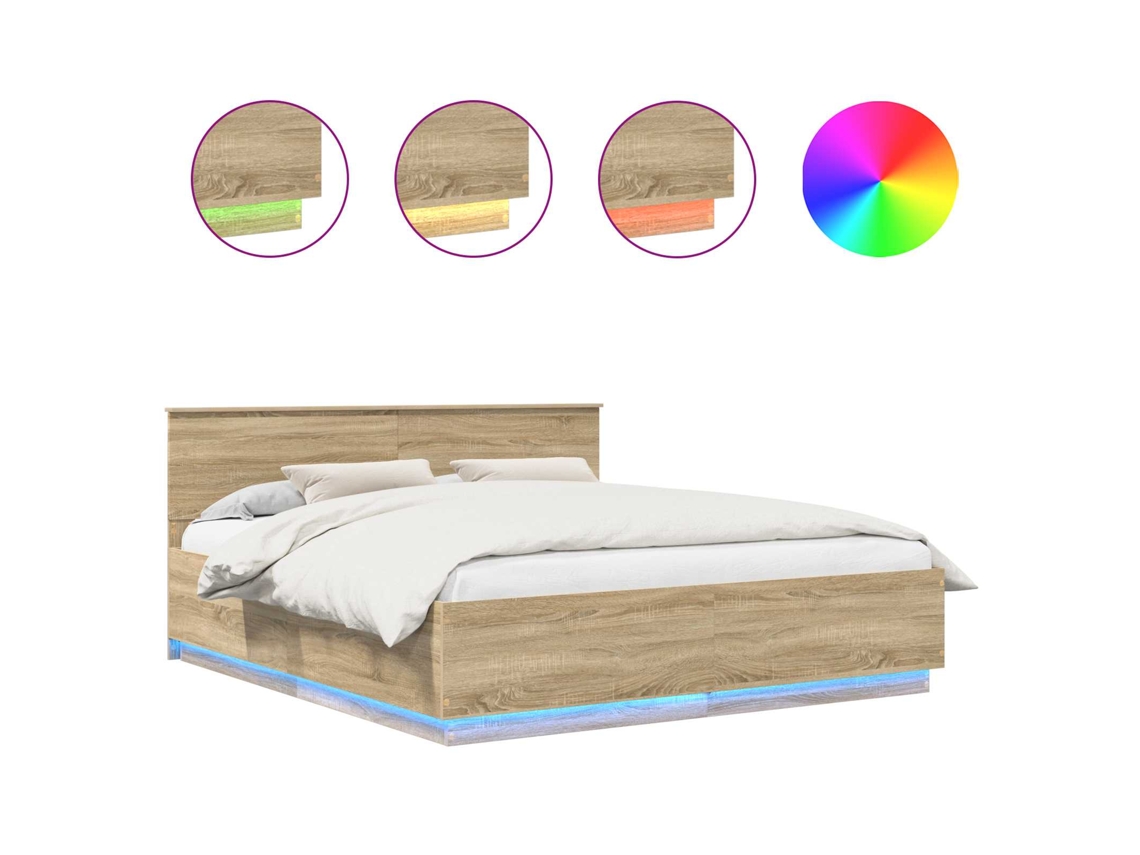 Estrutura de Cama Carvalho Sonoma 200x200cm MAISON EXCLUSIVE