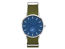 Relógio Quartz Masculino Pulseira de Nylon Casual Elegante de Cor Verde Militar com Mostrador Redondo
