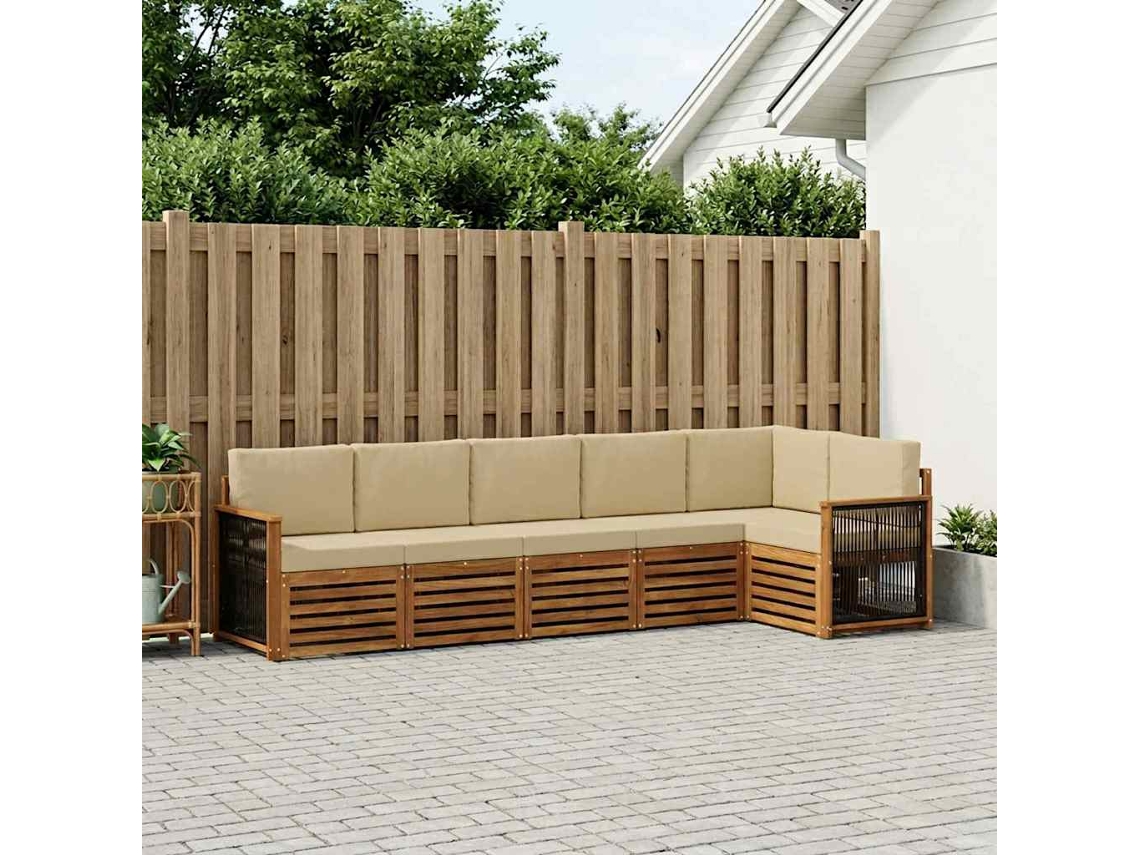 Vidaxl Conjunto De Sofás Para Exterior 5 Unid. Natural