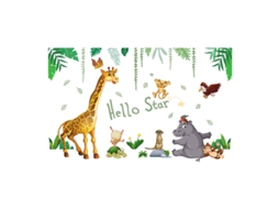 Decalques De Parede De Animais Da Selva Safari Girafa Elefante W Aquaforge