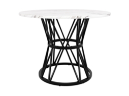 Mesa de Jantar redonda PAPRIKA de 100x100 cm com tampo de MDF marmorizado e pés de metal