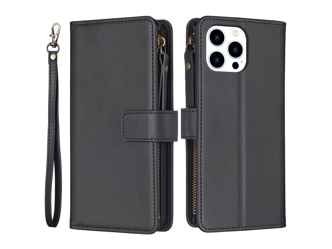 Capa Em Couro Pu, Para Apple Iphone 16pro Max - Preto