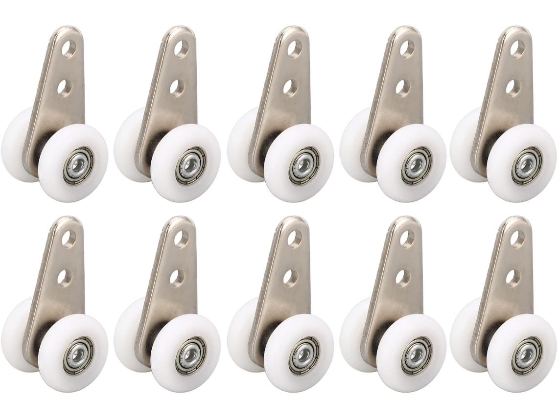 Conjunto De 10 Roldanas Nylon Com Suporte Aço Inoxidável Para Portas E Janelas Correr