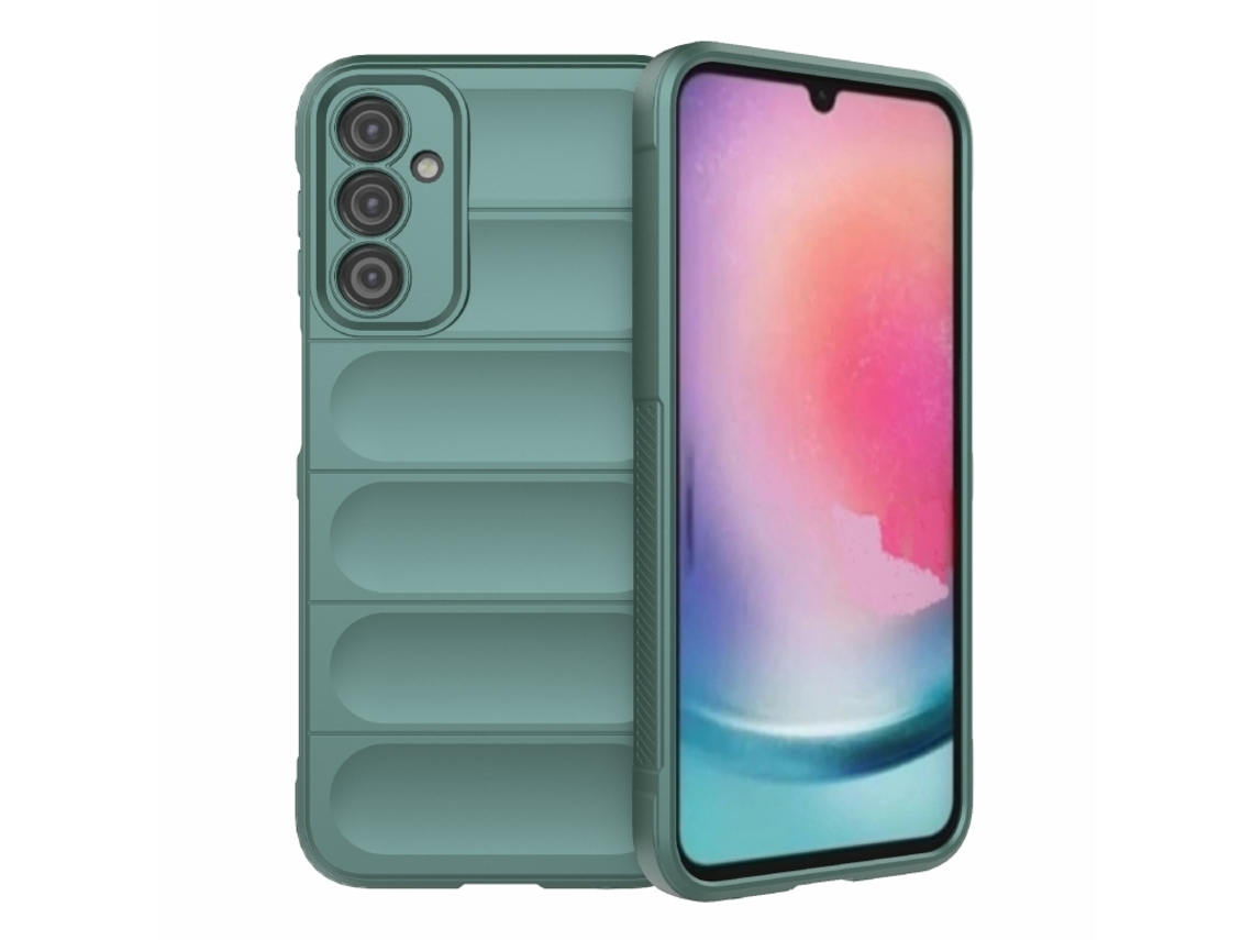 Capa Halinuia Para Samsung Galaxy A24 5g/a24 4g Magic Shield Tpu Verde Escuro (proteção Integral, Interior Em Flanela)