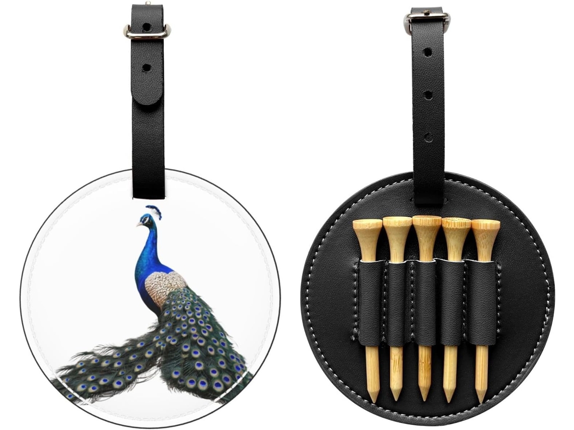 Bolsa para Tees de Golfe Peacock Spreads Its Tail, Preta, Fácil de Transportar S/MARCA