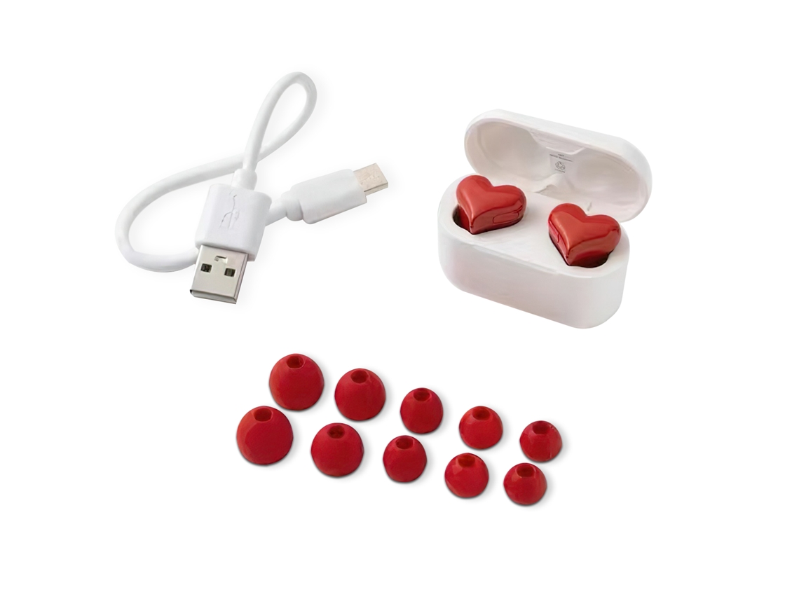 Fones de ouvido LAXISCREED com cancelamento de ruído, case carregamento vermelho
