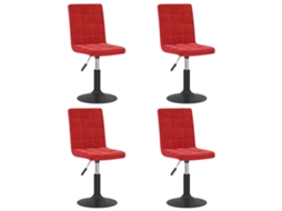 vidaXL Cadeiras de jantar giratórias 4 pcs veludo vermelho tinto