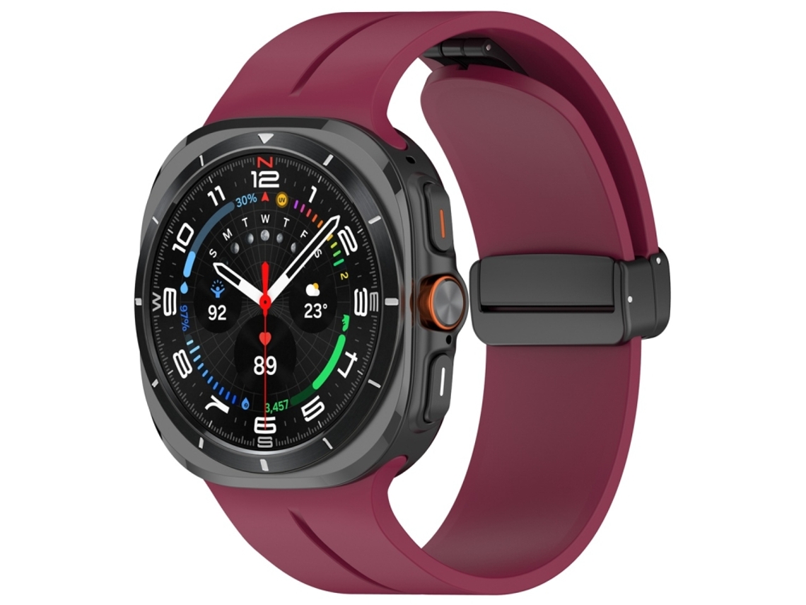Bracelete para Samsung Galaxy Watch Ultra XIAOMOYU em silicone com fivela magnética dobrável vinho vermelho (47mm)