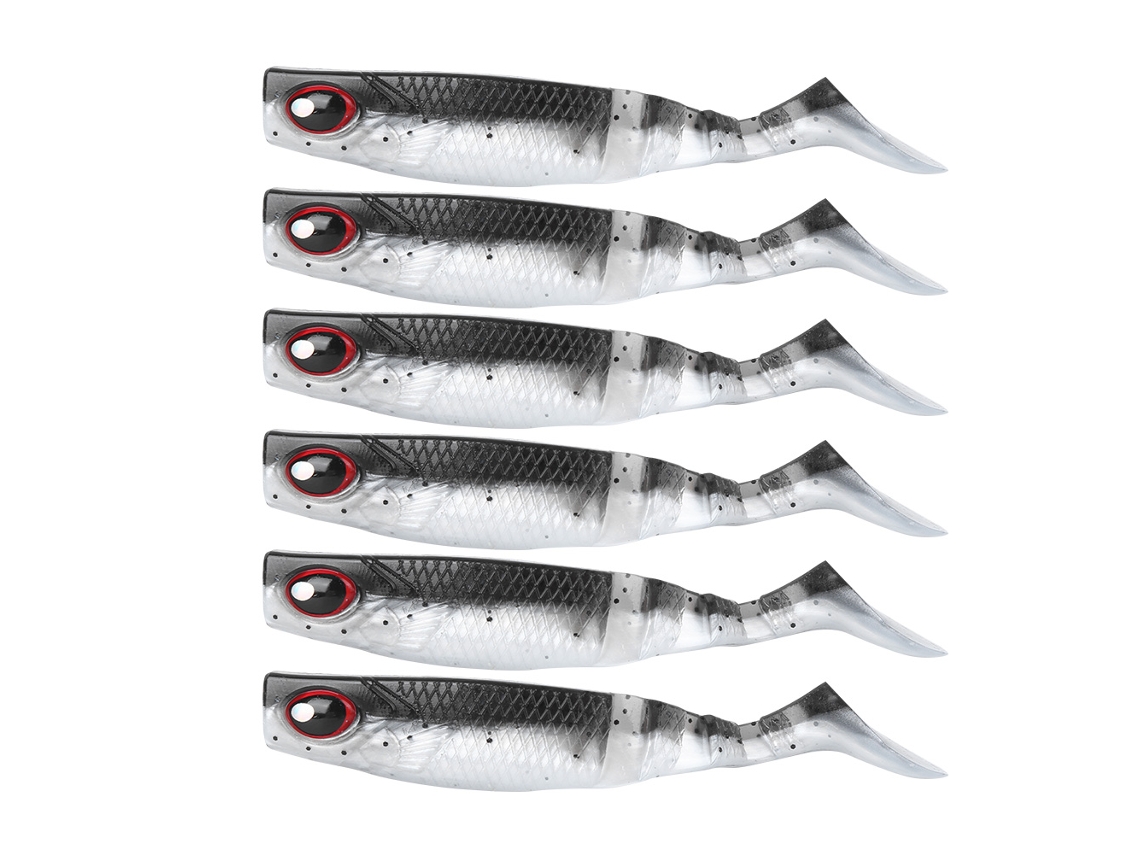 Lure Soft Bait, Bionic Fish Lure, Simulated Dynamics, Two-color Soft Bait 80mm, 5.5g Paddle Tail Soft Bait 6 Pieces