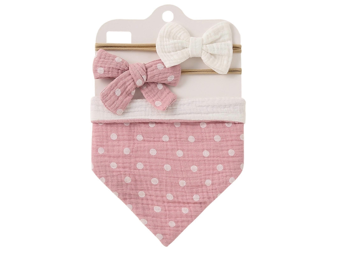 Conjunto de bandana e babador unissex de algodão para bebês, tamanho único, babadores ajustáveis ​​com botão de saliva, rosa escuro GIECY