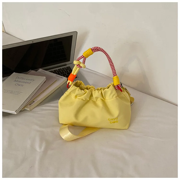 (amarelo) Bolsa Feminina Plissada De Ombro/transversal Com Pequena Carteira Para Celular, Bolsa Elegante E Casual.