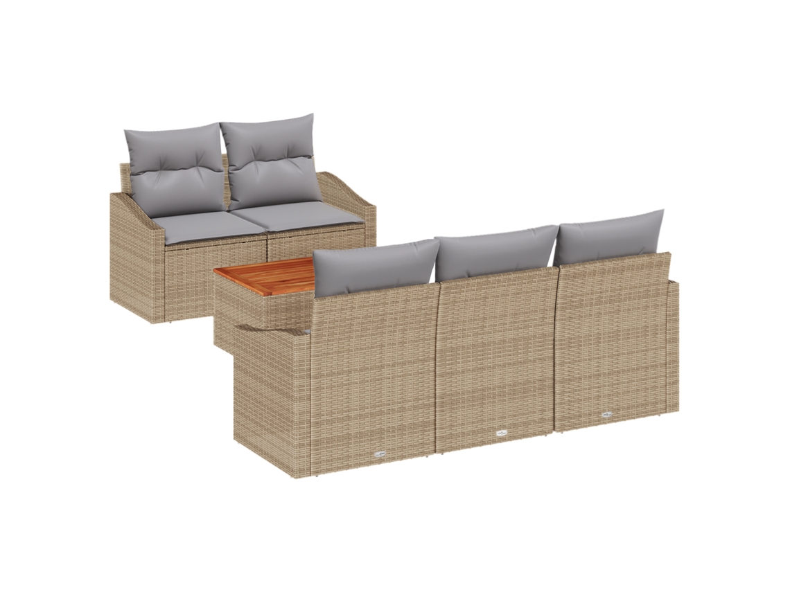 Conjunto 6 Conjunto De Sofá Modular Vidaxl Bege Vime Pe (123 X 62 X 69 Cm)