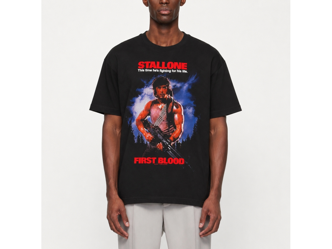 Rockinstone Rambo Movie First Blood Black Adult T-shirt Size:s