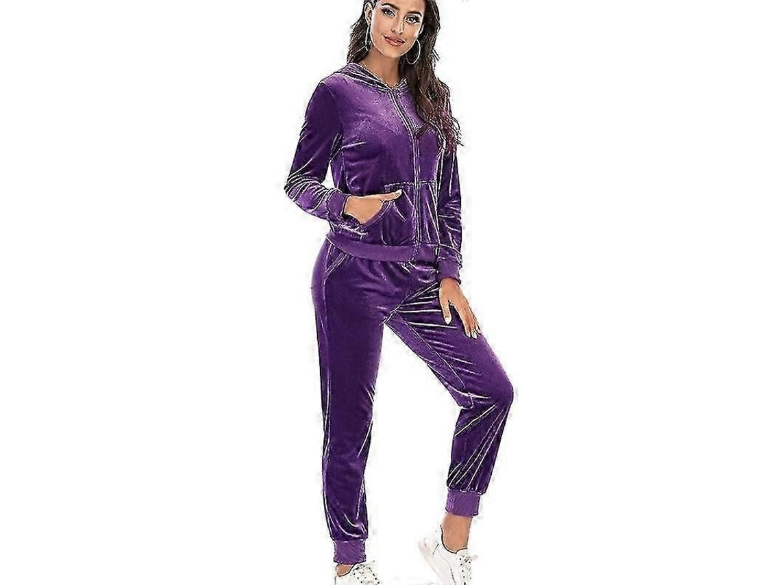 Conjunto De Moletom Feminino Bright Deer Com Capuz E Calça, Confortável Para Esportes E Lazer, Inverno/primavera/outono Roxo
