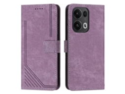 Capa De Couro Para Celular Com Padrão Listrado E Cordão Longo