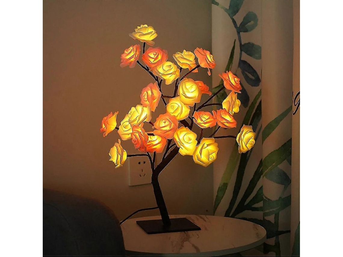 Lâmpada De Árvore De Rosas Com 24 Led, Ramo Ajustável, Decoração Artificial Para Lar, Cozinha, Balcão (plástico, Vários Cores)